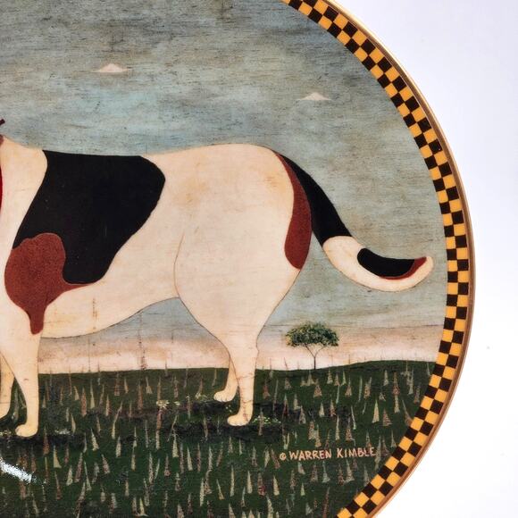 Vintage 90s Warren Kimble Barnyard Animals Decorative Plate "Barnyard Dog" - Picture 4 of 6